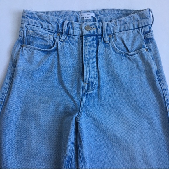 Good American High Rise Buttonfly Straight Leg Light Wash Denim Jeans Size 27 - Picture 4 of 17